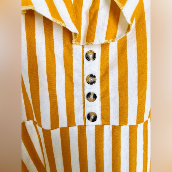 ASOS yellow stripes sleeveless ruffled midi dress - Picture 3 of 4